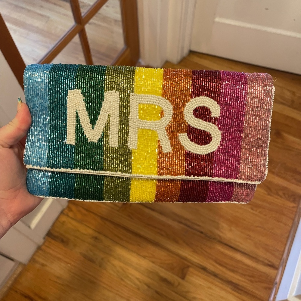 Rainbow Beaded Mrs Clutch Purse